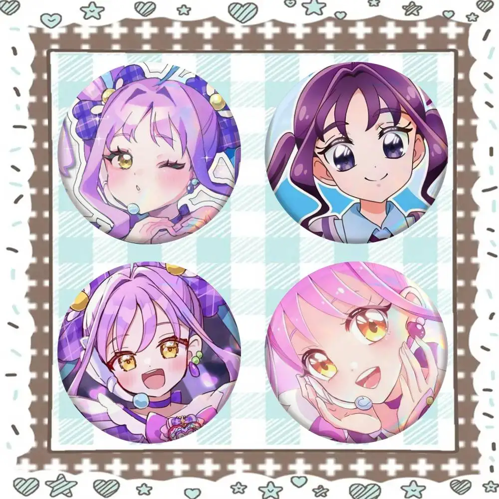 Cure Kyun-kyun Shigure Kokoro Anime Badge Tinplate Meme Round Brooch For Hat Bag Creative Lapel Jewelry Accessories Gifts