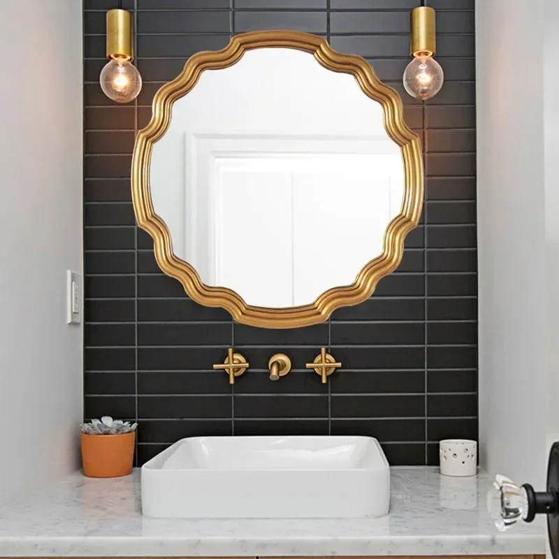 Luxury Wavy Makeup Mirror Wall Aesthetic For Bedroom Bathroom Garden Apartment Hotel Living Room Decorative Full Length