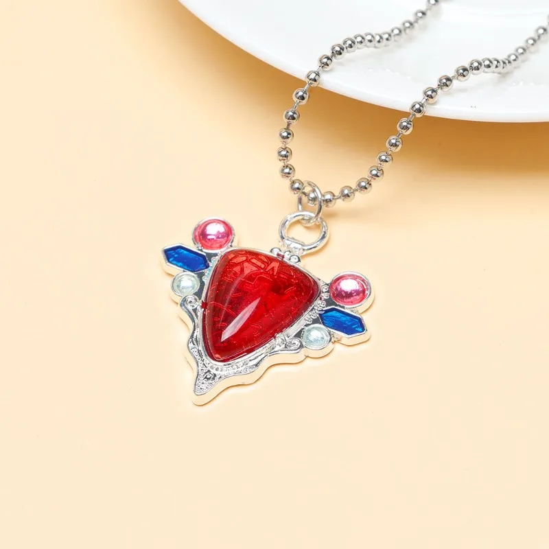 

Новое ожерелье JOJO Bizarre Adventure: Модное женское ожерелье с красным рубином в форме сердца, в стиле аниме Джозефа Джостара, для косплея