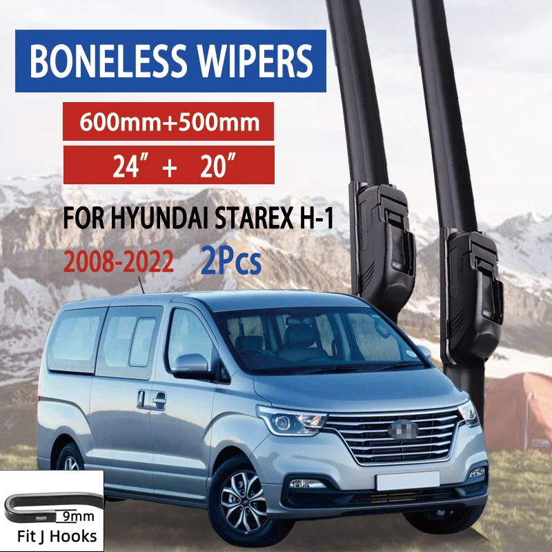 For Hyundai Starex H-1  2008-2022 Car Windshield Wiper U-type Soft Rubber Frameless Bracketless Car Wipers 24