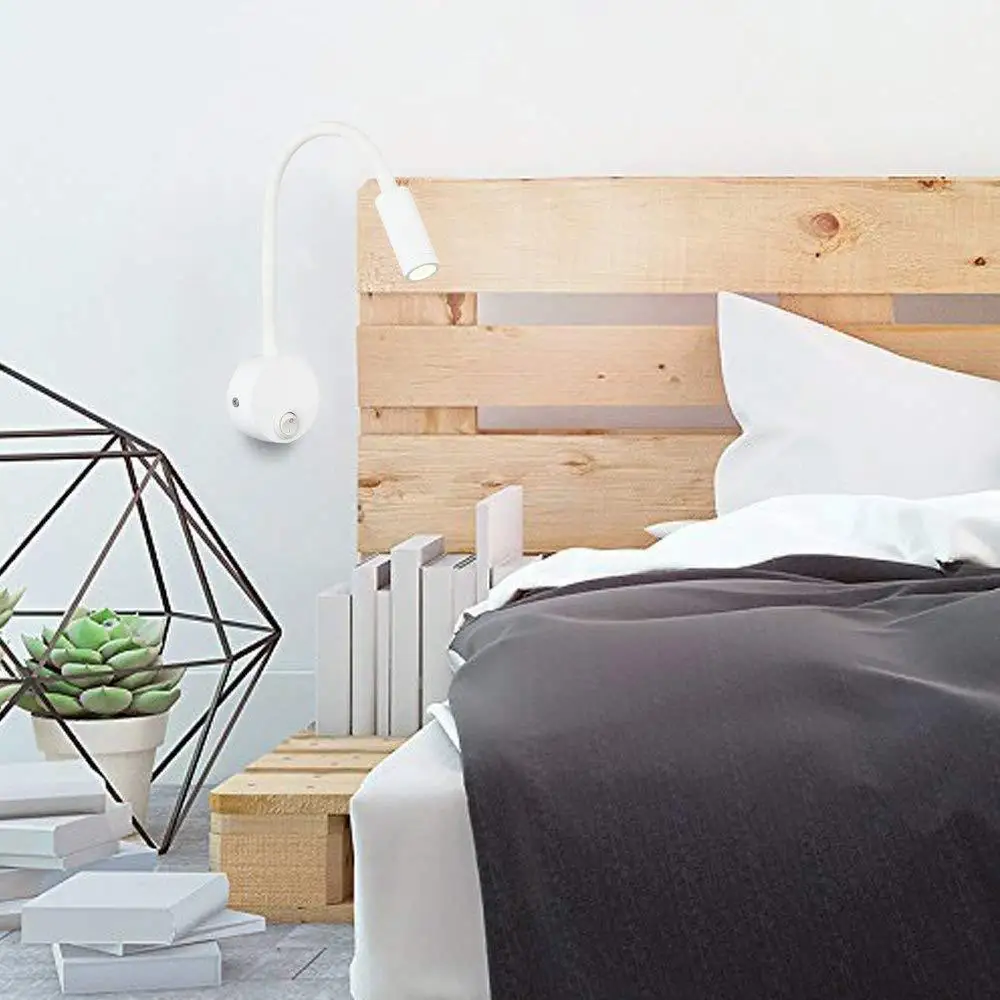 

Bedside Reading Light Flexible Gooseneck Lamp LED Work Task Small Brightness Low Power Wall Mounted Bedroom Desk Night Lamp
