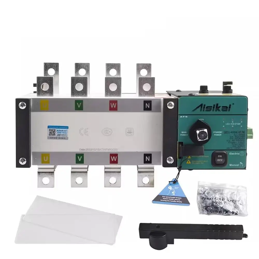 AISIKAI ATS 400A/630A 4P Dual Power Automatic Transfer Switch for AC220V Genset Controller