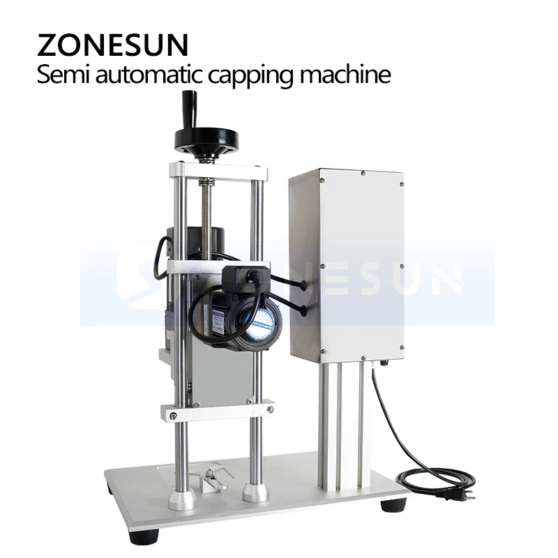 ZONESUN Semi Automatic Electric Bottle Cap Capping Machine Screw Capper Bottle Cap Sealer Chuck 10-50mm ZS-XG450