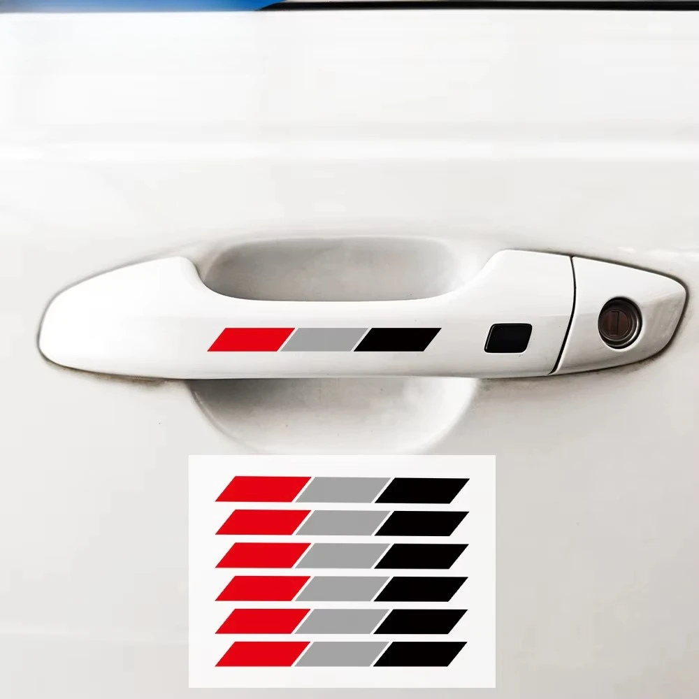 6Pcs 2D Flat Racing Stripe Vinyl Stickers, Waterproof Decal for Car B-Pillar Exterior Decor, Holiday Gift