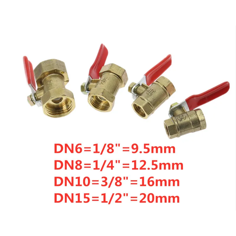 Đồng Mini Động Tắt Van Bi 1/8 "1/4'' 3/8 ''1/2'' Nữ Đến Nam BSP Dây Chuyền Ren Không Khí nước Dầu Điều Khiển Lưu Lượng Ống Nước Lắp