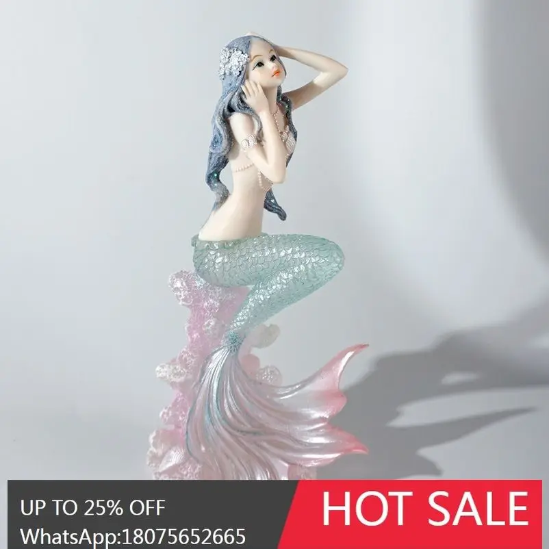 SGF New Pure Natural Coral Mermaid Ornament Home Decoration Landscaping