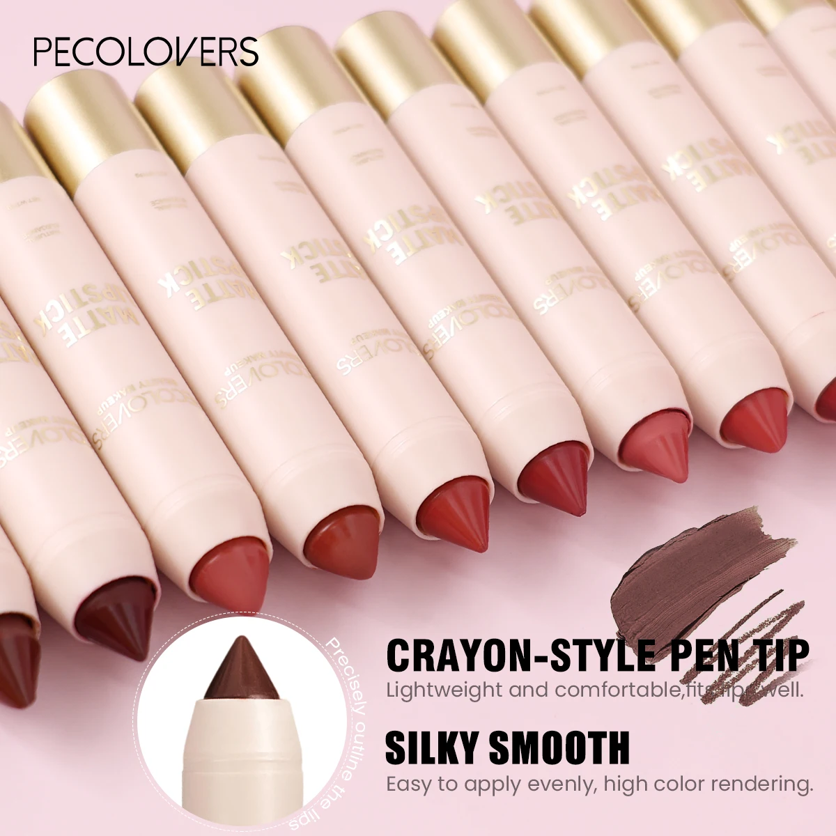 1 pezzo di matita per labbra opaca a lunga durata, balsamo per labbra con design a pennino a pastello a doppio uso, resa cromatica elevata, texture opaca antiaderente