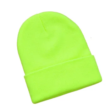 ผู้ชายผู้หญิง Cuffed Plain Beanie หมวกถัก Bright ฤดูหนาว Skullies นีออนสีเหลืองสีส้มสีขาวสีดำสีชมพูสีฟ้าสีแดงสีเทา