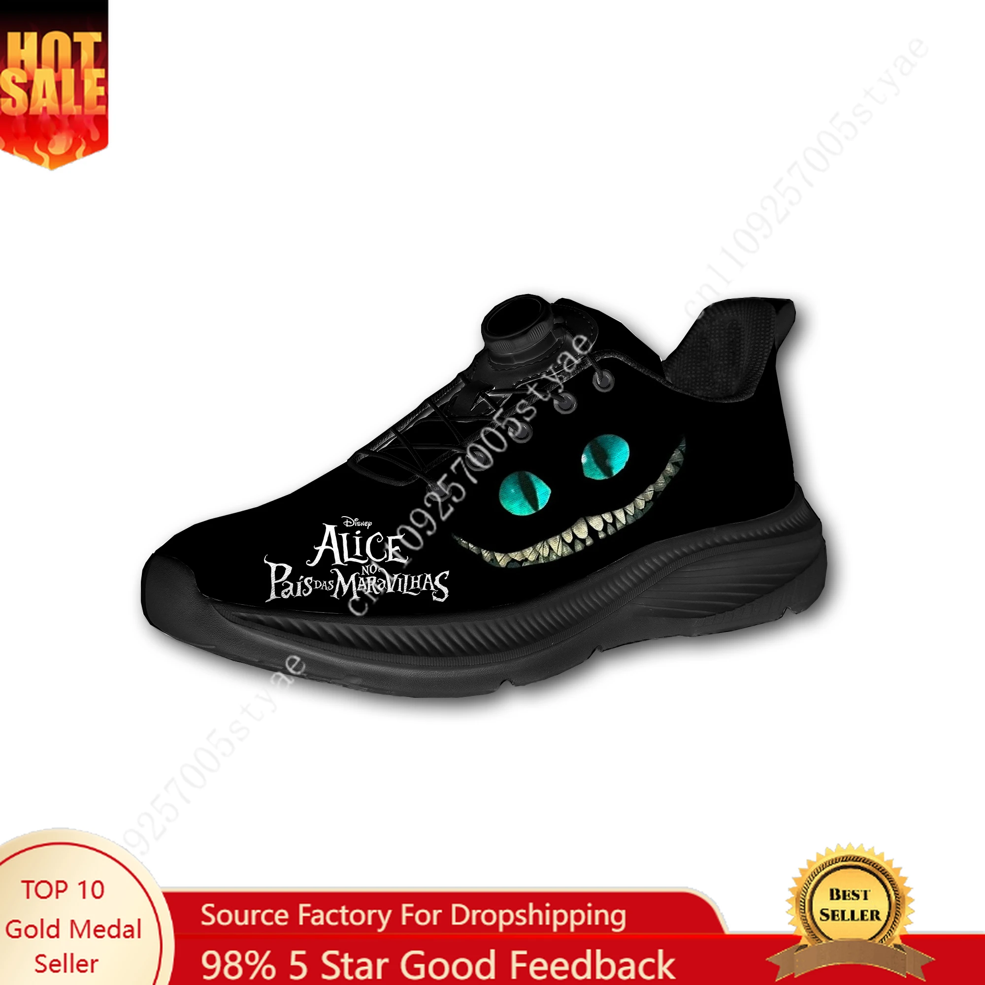 

Спортивная обувь Disney Cheshire Cat для мужчин и женщин, кроссовки с вращающейся застежкой без шнурков, дышащие легкие кроссовки для занятий спортом на открытом воздухе, обувь на заказ