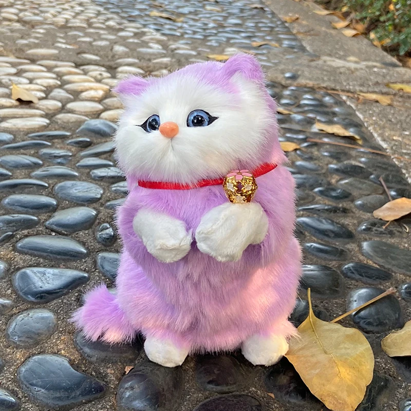 Hakimi simulación animal de peluche colorido riqueza atraer gato juguete lindo llamará gato muñeca mascota decoración ornamento