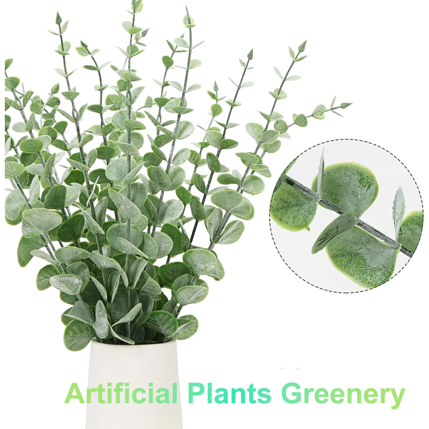 

Artificial Plants Greenery, Eucalyptus Leaf Stems,Faux Greenery Branches Flowers,for Wedding Garden Home Office Vase Decoration