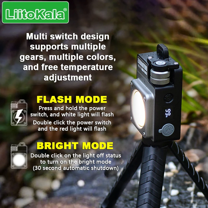 LiitoKala new keychain light 120-3500LM rechargeable flashlight multifunctional portable 3000mAh battery work light image 5