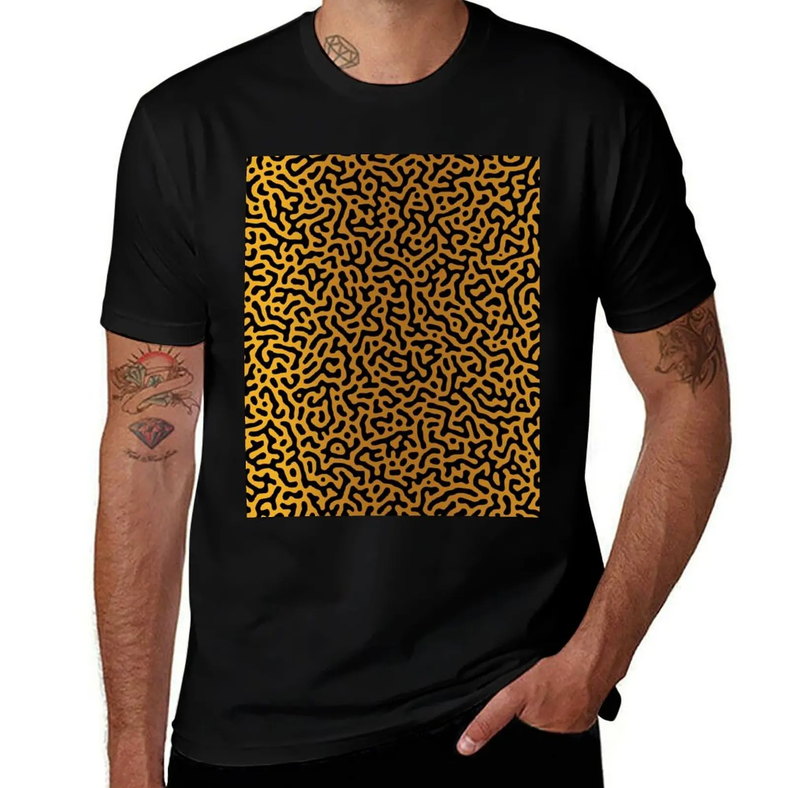Luxury Gold Turing (Reaction Diffusion) Patterns T-Shirt Sweat Resistant Workout Tee Shirt T-Shirt