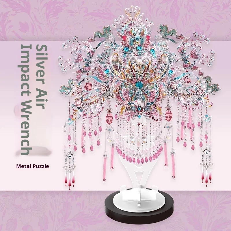 P0ink Dai Phoenix Crown Diy handgemachte Kopfbedeckung stereoskopische Ornament zehn Meilen rot Make-up Metall Montage Labubu Zubehör Geschenk