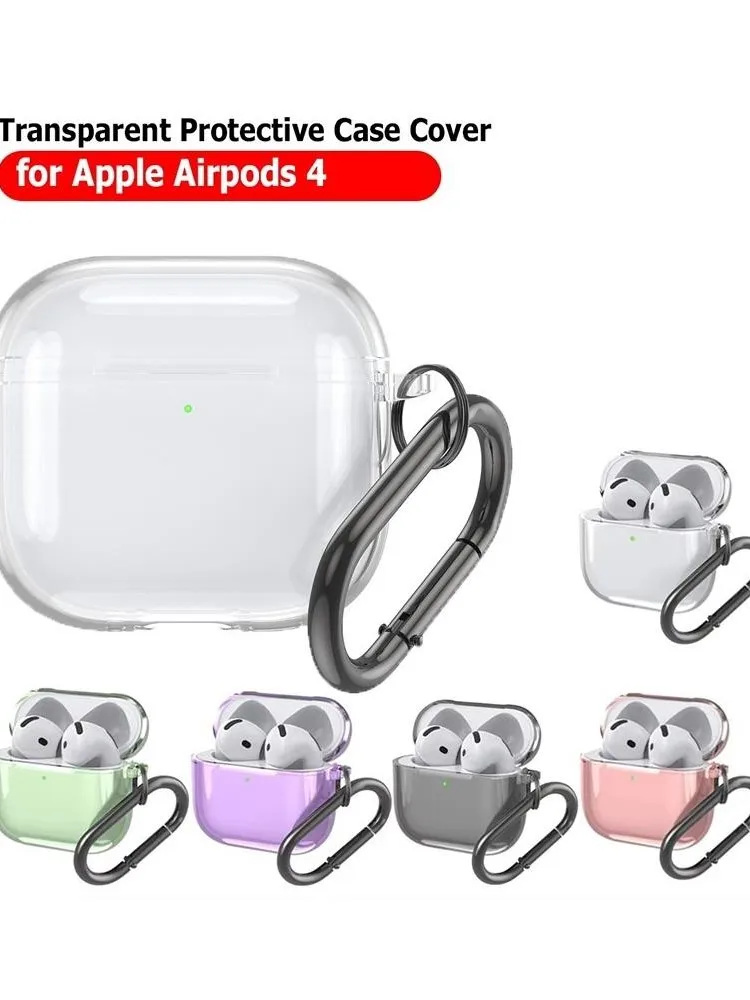 Étui Transparent pour Apple Airpods 4, housse de protection pour écouteurs Bluetooth sans fil, étui étanche en TPU souple et Transparent avec porte-clés