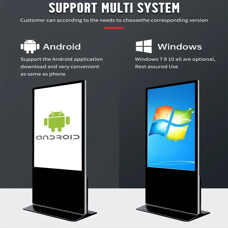 43 50 55 Inch IPS LCD Screen Floor Stand Indoor Advertising Kiosk indoor digital signage display