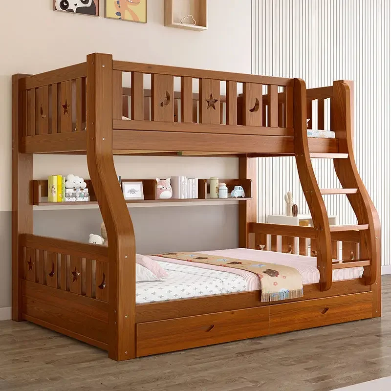 For Solid Wood Bunk Bed, Double Decker Adult Bed for Kids & Adults, Heavy-Duty Loft Bed with Ladder