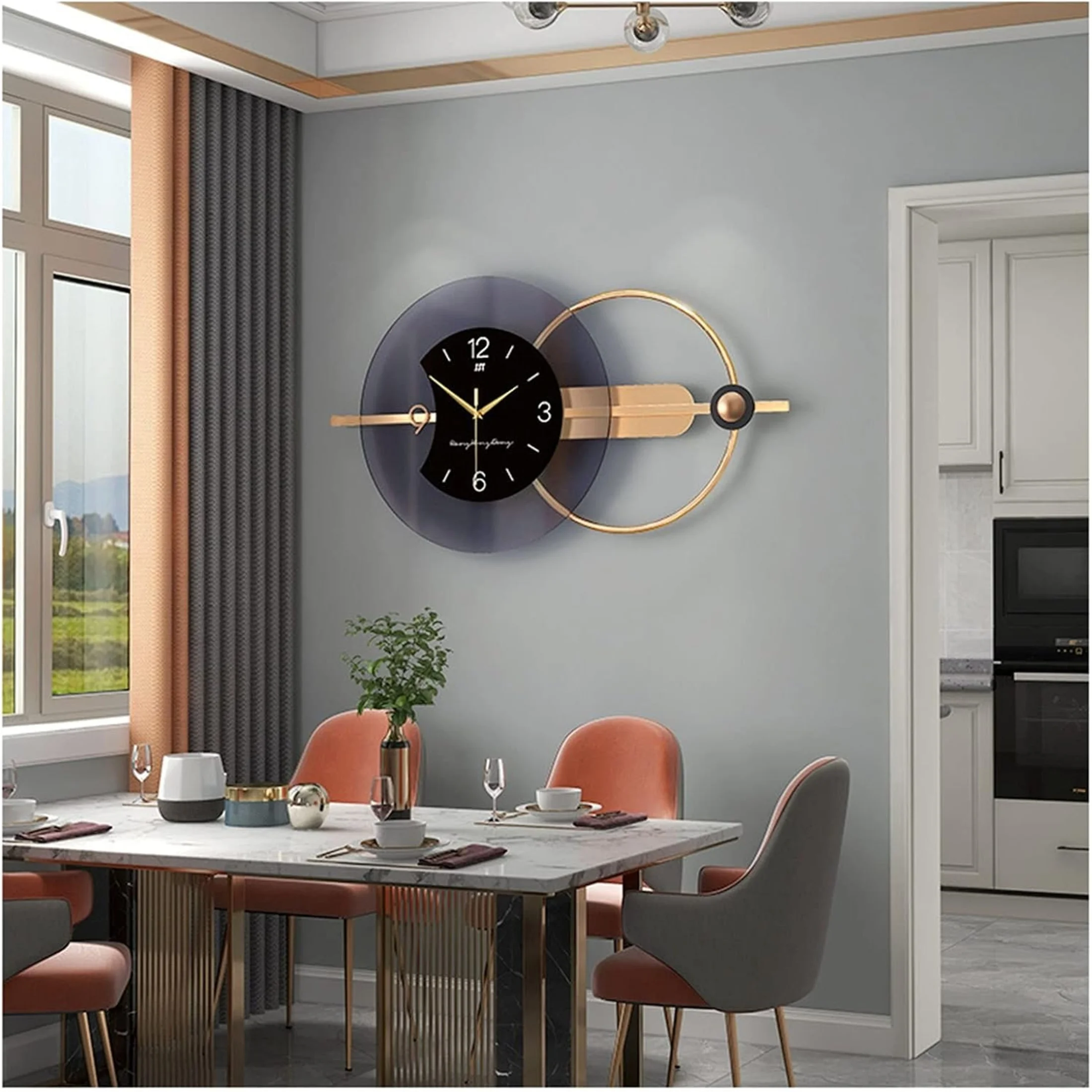 Wanduhr، Metall Wohnzimmer Uhr، Uns Ticken، فور Wohnzimmer، Schlafzimmer، Büro، Beschzimmer، Schwarz und Goldfarben