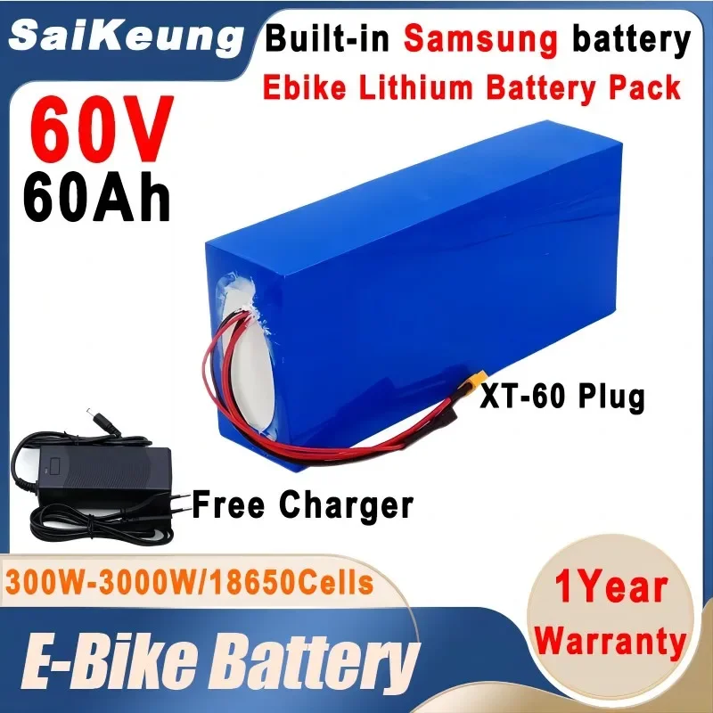 60V lithium battery 20Ah 30Ah 40Ah 50Ah  electric bike battery 72V high power motor electric bicycle scooter 18650 battery pack