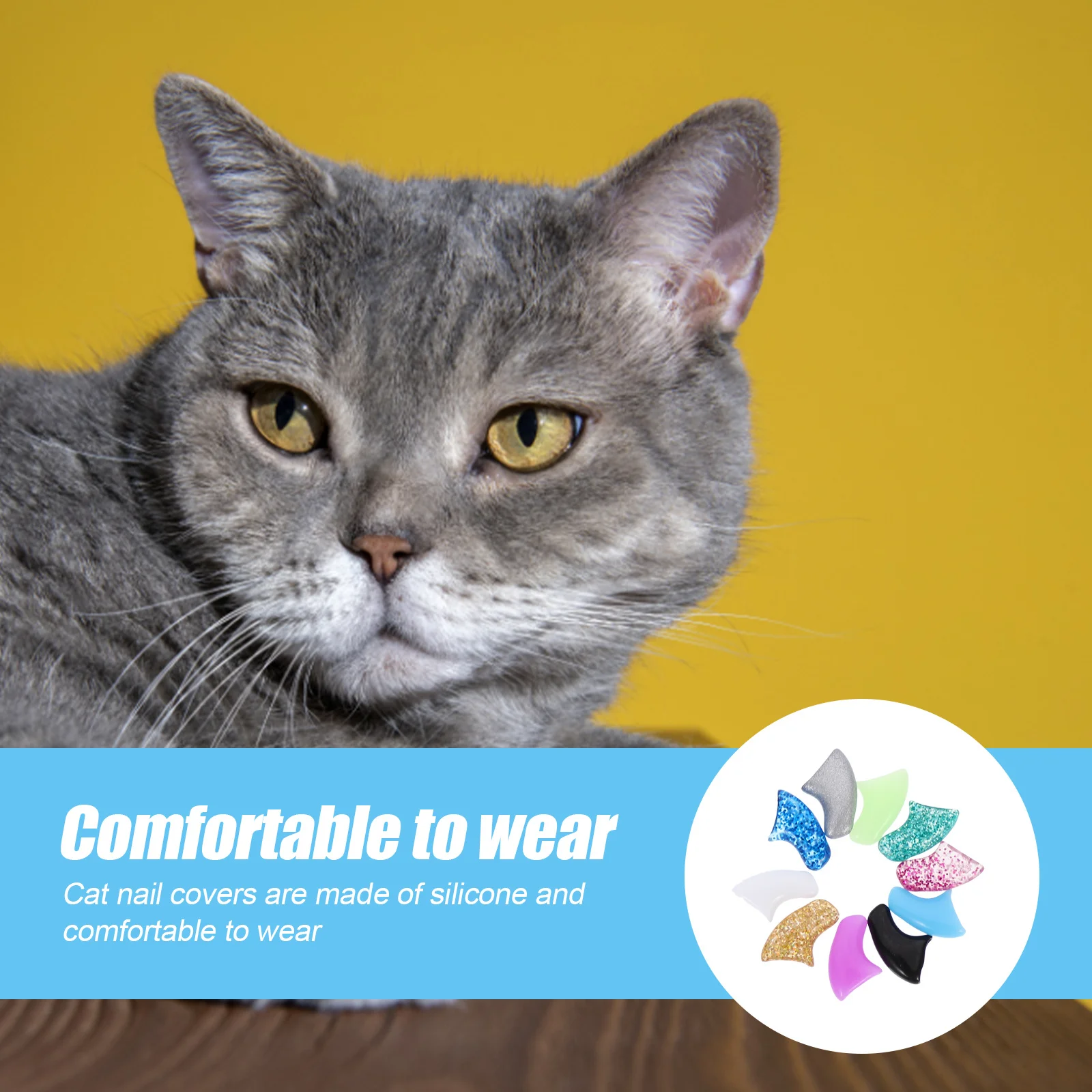 

10Sets Premium Pet Nail Covers Antiscratch Silicone Cat Claw Caps Electric Prevention Flexible Abrasion Resistant Colorful Pet