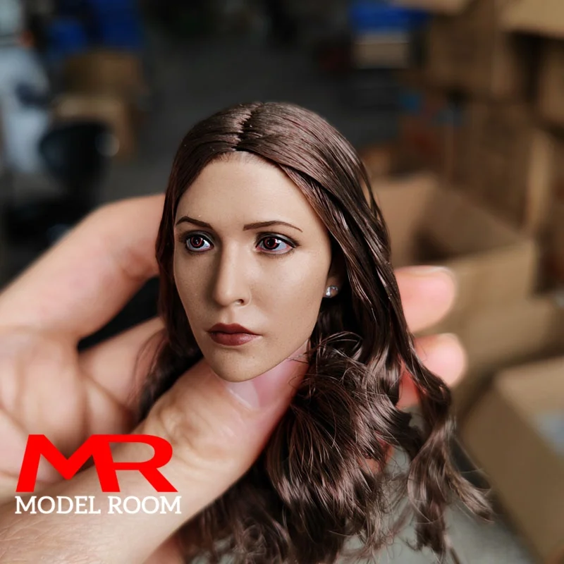 Figura de acción de soldado femenino de 12 pulgadas, modelo tallado de cabeza de ojos rojos, escala 1/6, Angry Elizabeth OlsenHead esculpido