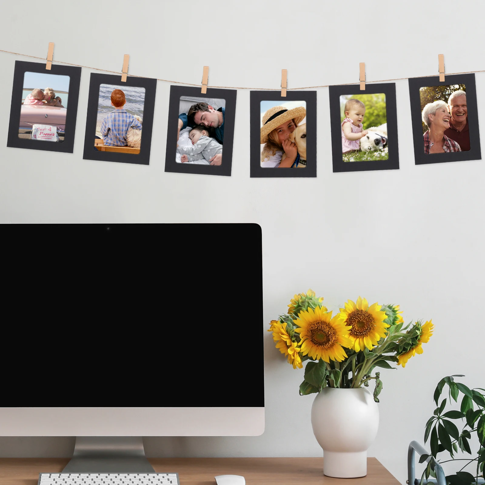 

10 Retro Photo Paper Clips 5 Inch DIY Craft Frames Wooden Office Decor Hanging Displays Picture Wall