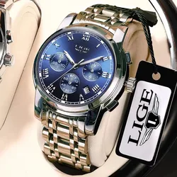 2025 Men Watch Luxury Top Brand LIGE Sport Chronograph Watches Mens Waterproof Full Steel Quartz Clock Watches Relogio Masculino
