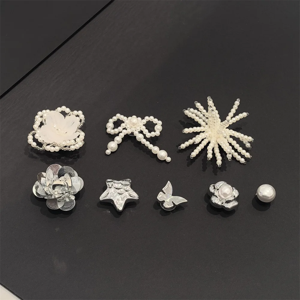 Fashino New 1 Set Mary Jane Ballet Shoe Charms with Flower Beads Pearl Bow Buckle Crystal Shoe Decoration Accessories image 4