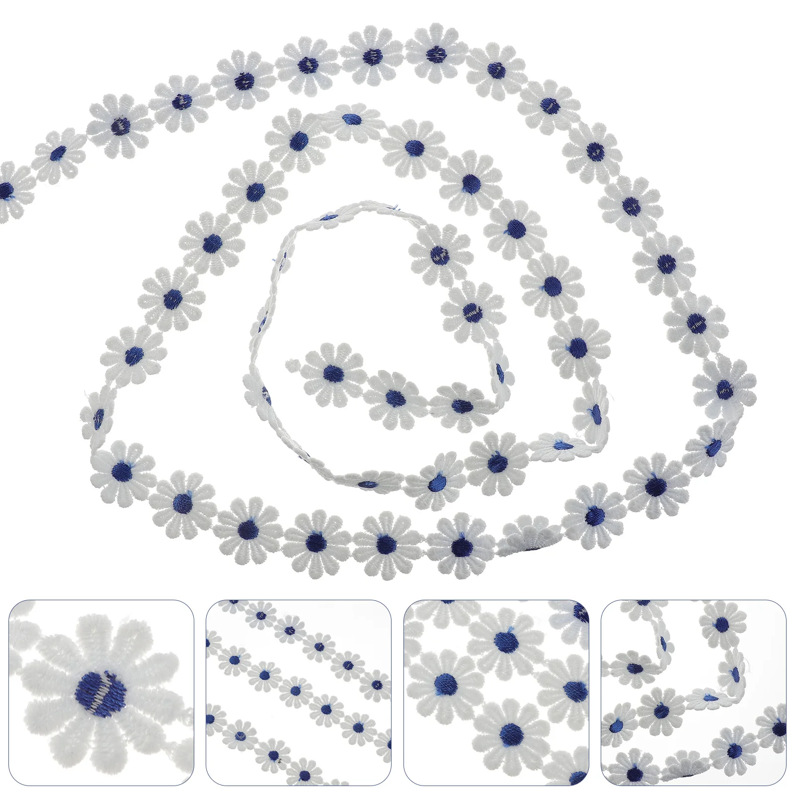 

15 Yards Embroidered Lace Trim Daisy Ribbon for Wedding Decoration DIY Crafts Gift Wrap Fabric Ribbon Lace Trim