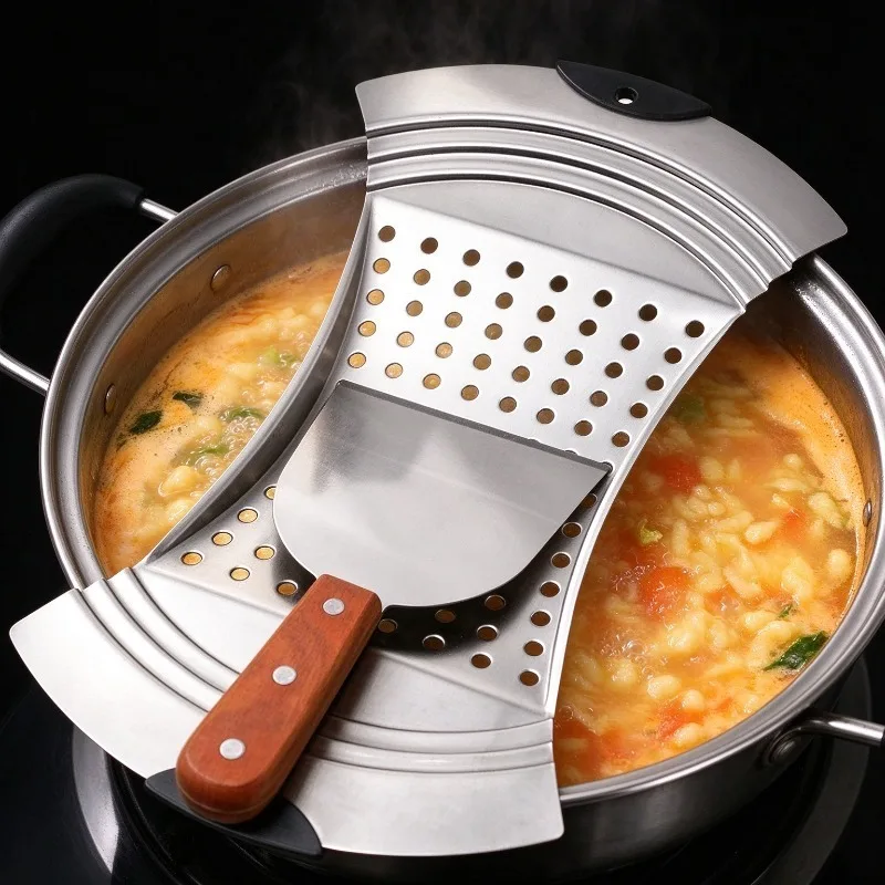 Stainless Steel Noodle Squeezer Manual Pasta Making Tool with Dough Scraper for Making Noodle Fish and Drop Noodles