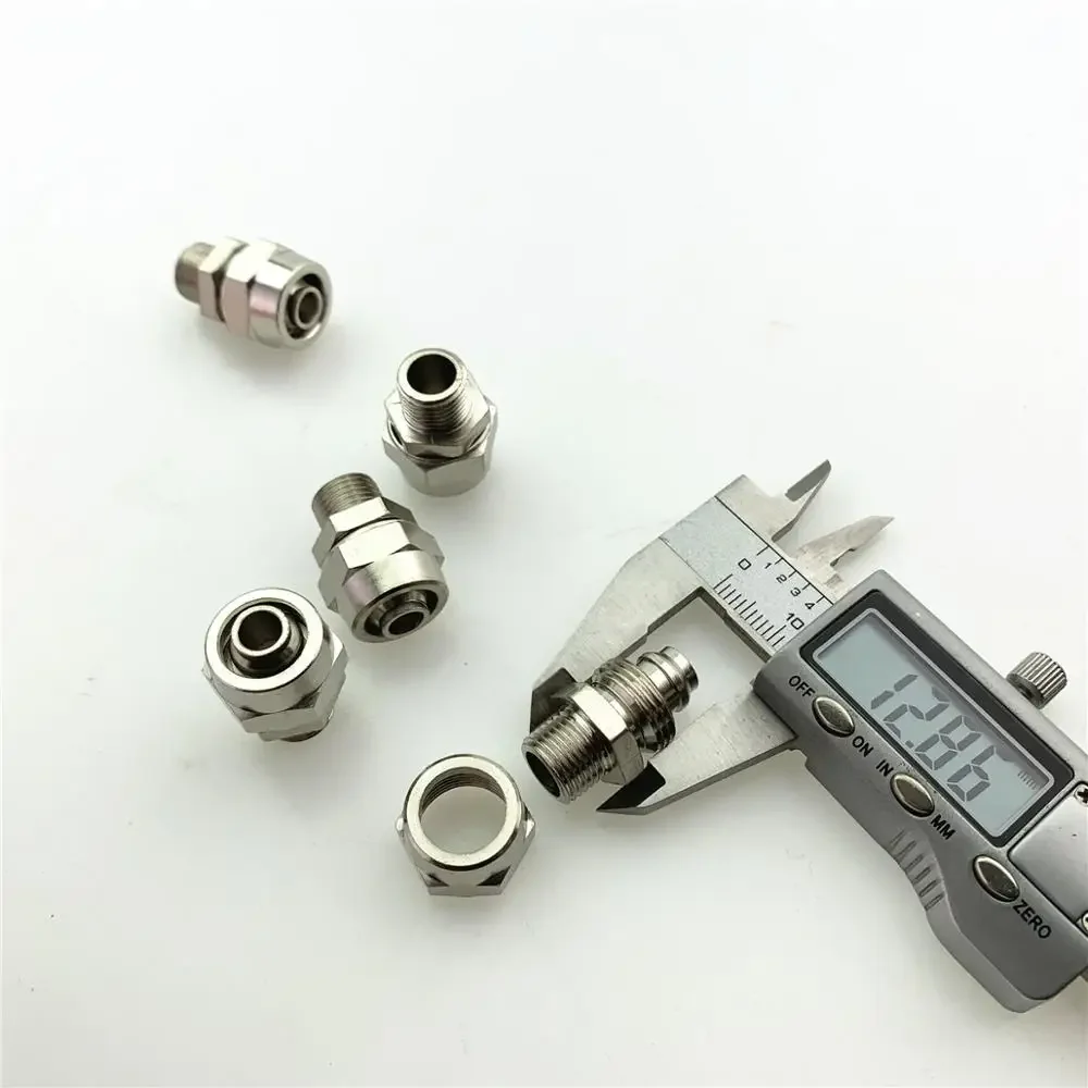 Quick-screw connector Copper-nickel-plated lock nut PC pneumatic straight air pipe quick connector