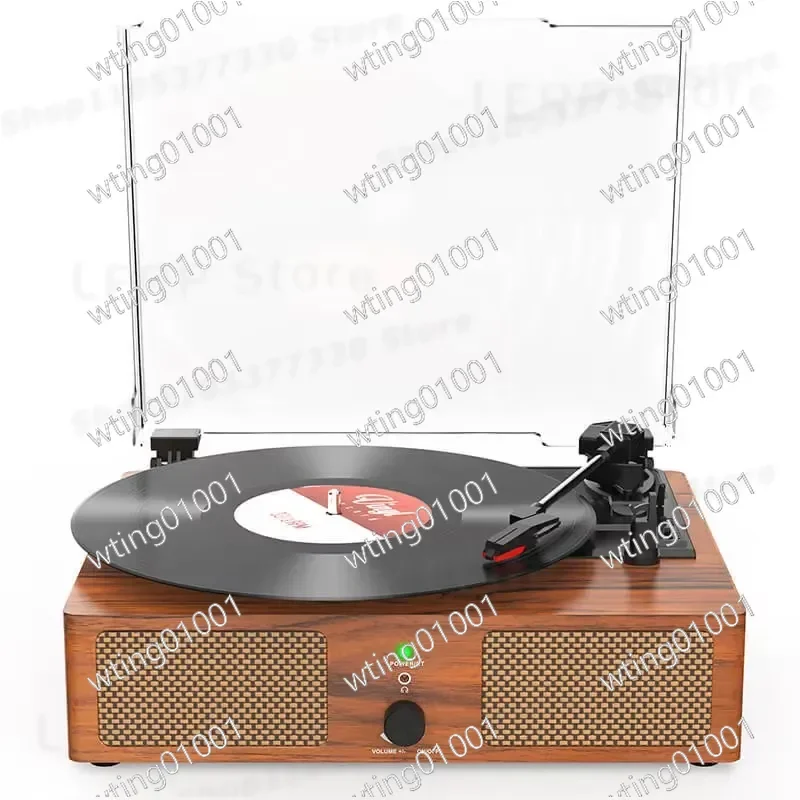 Retro-Style Bluetooth Gramophone Speaker for Vinyl Record Players with Protective Dust Cover