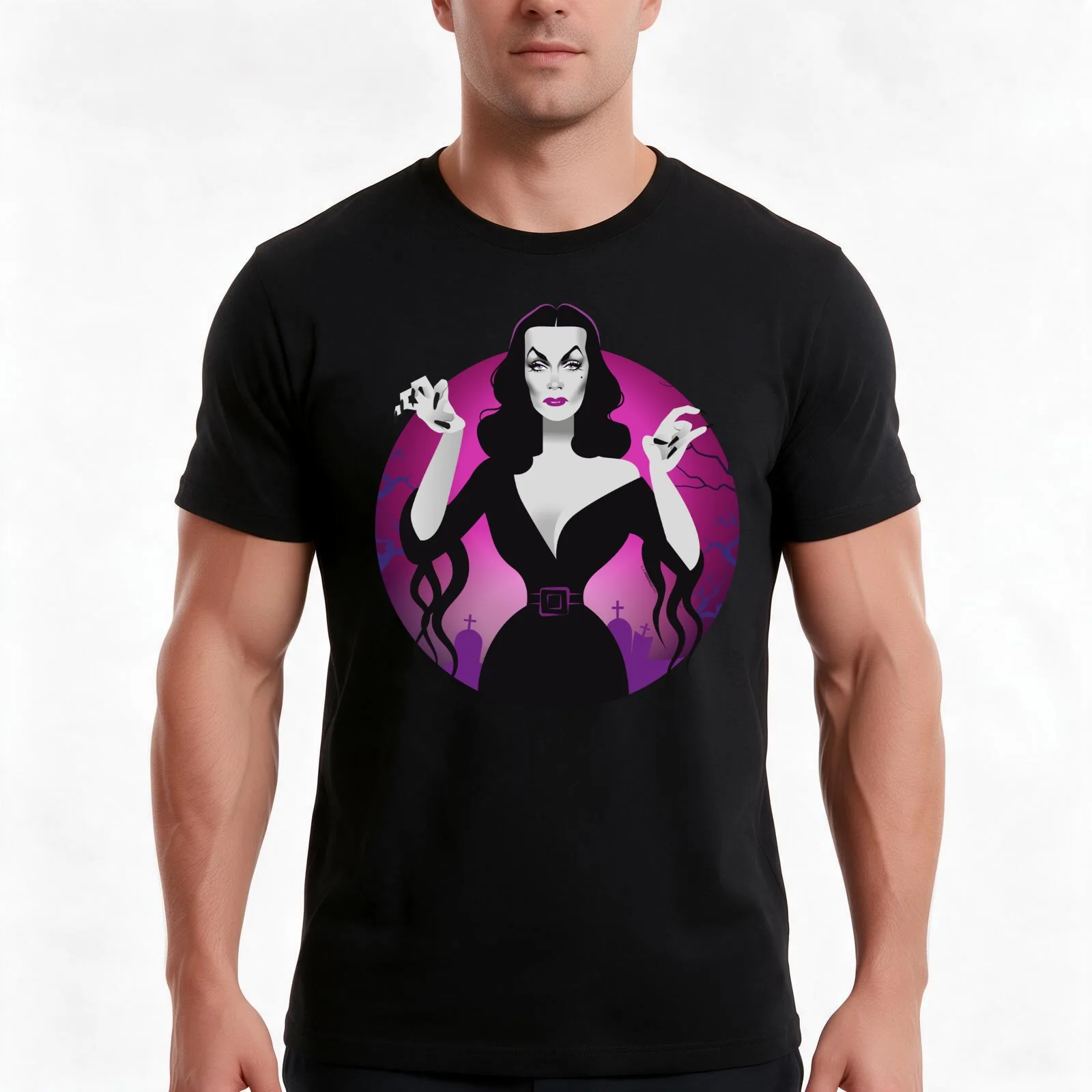 Glamour Ghoul T-Shirt, Summer Casual Cotton Tee, Oversized Streetwear Tops, Vintage Graphic Print, Loose Fit Short Sleeve