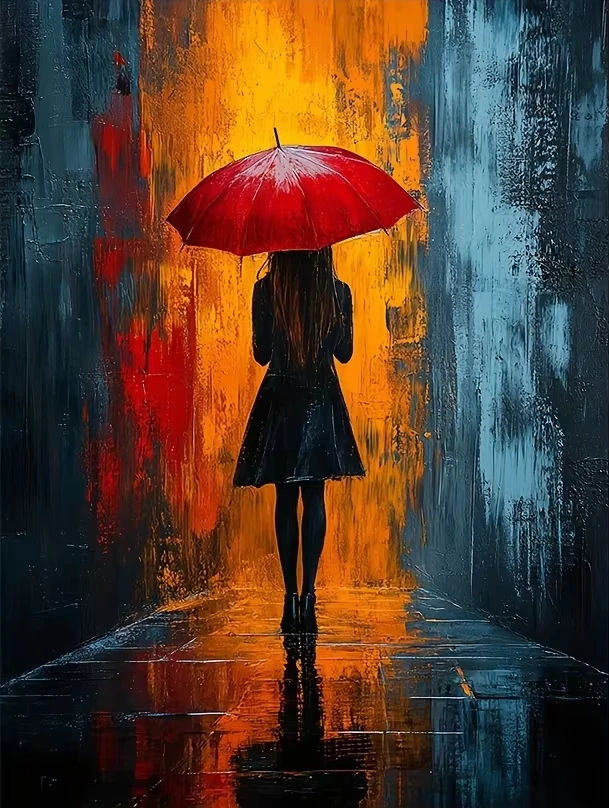 

Woman Hold Red Umbrella 500/1000/1200/2000 PCS Jigsaw Puzzles Family Activity Relaxing Games for Living Room Home Decor Gift