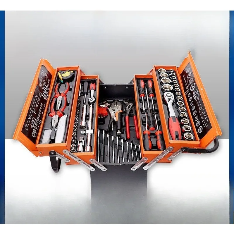 Industrial Grade Hardware Tool Kit, Wrench Pliers Screwdriver Combo with Storage Box for Electrician Auto & Household Repair