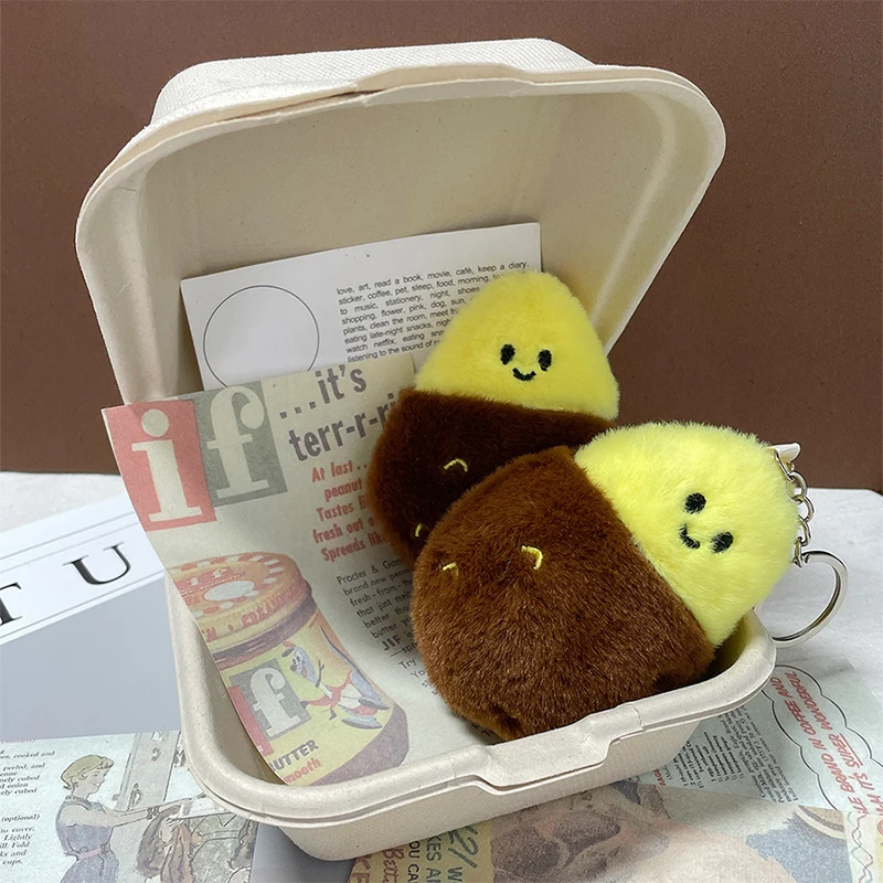 Kawaii cozido batata doce pingente de pelúcia bonito batata doce brinquedo de pelúcia chaveiro mochila pendurado encantos carro chaveiro presentes do miúdo