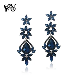 VEYO Long Rhinestone Crystal Drop Earrings Luxury Big Earrings for Women Fashion Jewelry New Gift