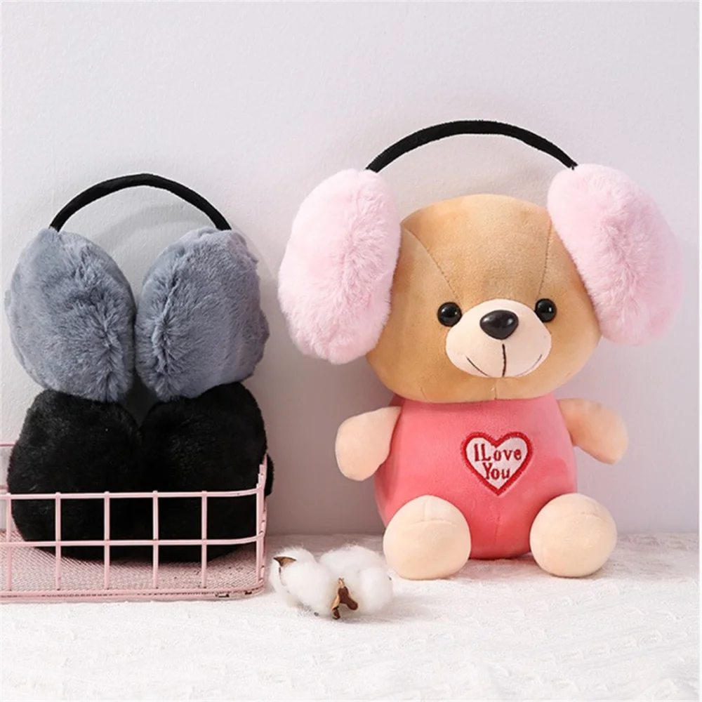 Fluffy Girls Winter Warm Earmuffs Fluffy Women Men Faux Fur Foldable Children Headphone Cashmere Soft Warmer Earlaps Ear Covers