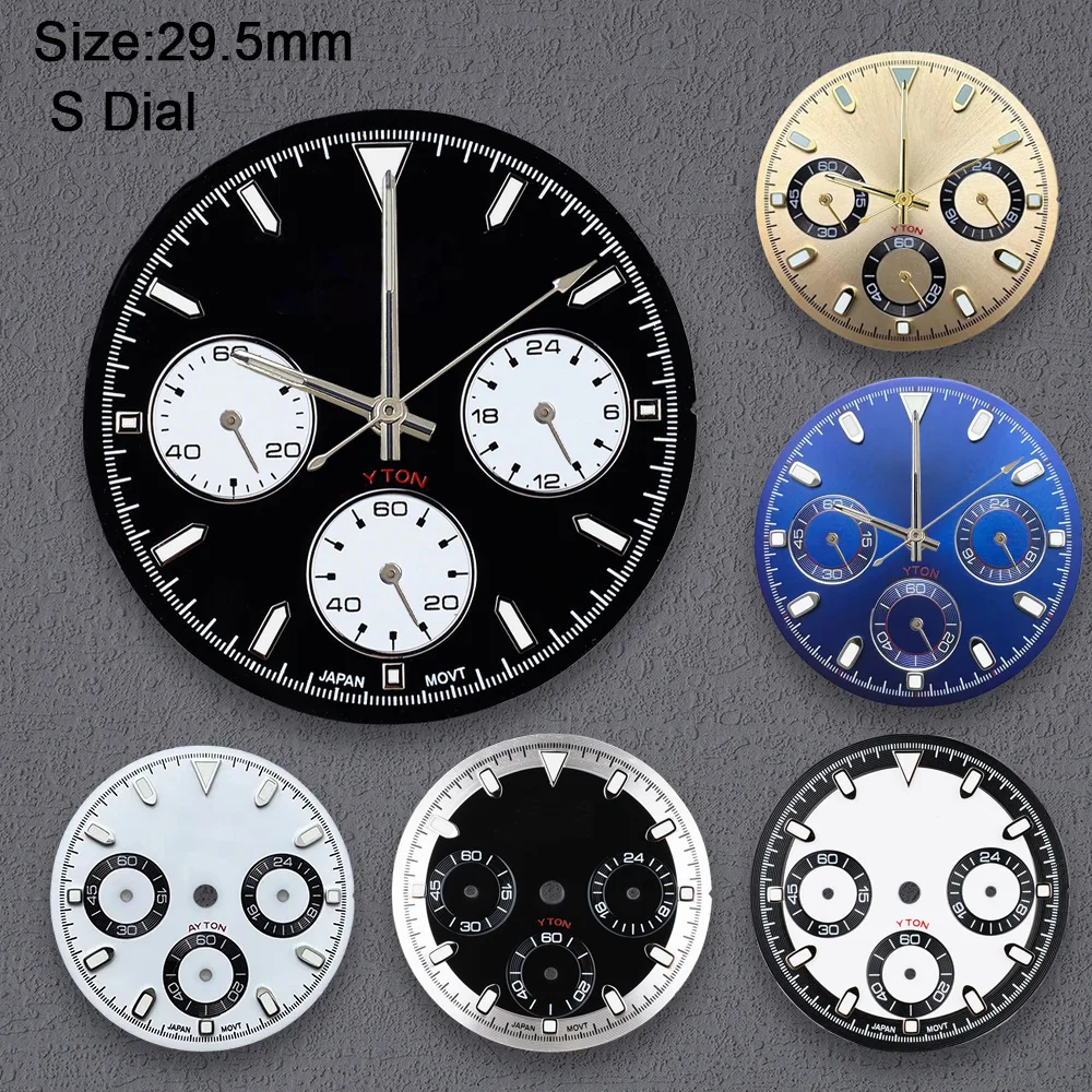 Cadran Panda lumineux vert de haute qualité, Logo S VK63, 29.5mm, pour mouvement VK63, accessoires de Modification de montre