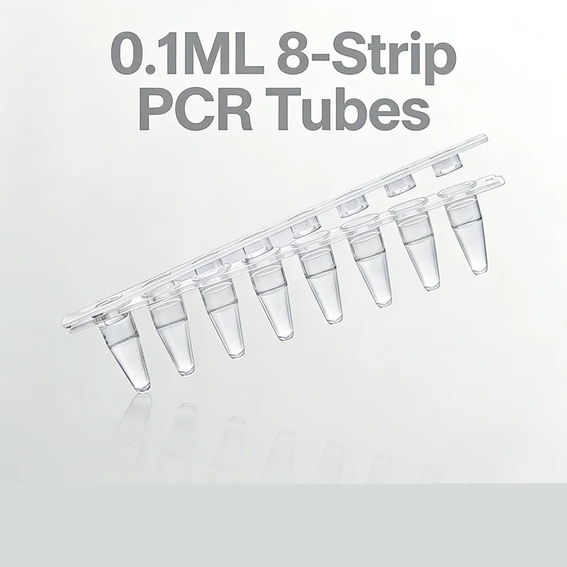 125pcs/bag 0.1mL Direct Row 8-Strip PCR Tubes Clear Polypropylene DNase RNase Free Lab Consumables for qPCR Thermal Cycler