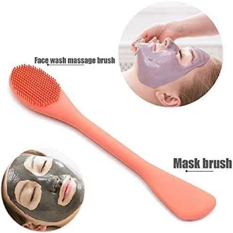 Brosse nettoyante pour le visage en silicone à double tête pour femme, outil de soins de la peau, applicateur de masque facial, épurateur de maquillage, 1PC