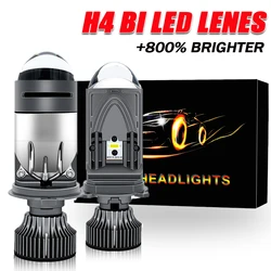 H4 Bi LED Projector Lens Headlight 30000LM 6000K Conversion High Low Beam Mini Dual Lens Bulbs Car/Motorcycle Turbo Fan Lamp