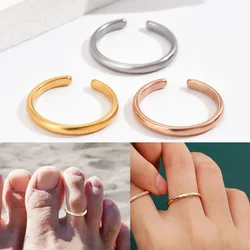 1PC Toe Rings for Women Adjustable Stainless Steel Simple Stars Moon Smooth Ring Summer Beach Finger Foot Ring Gift Jewelry