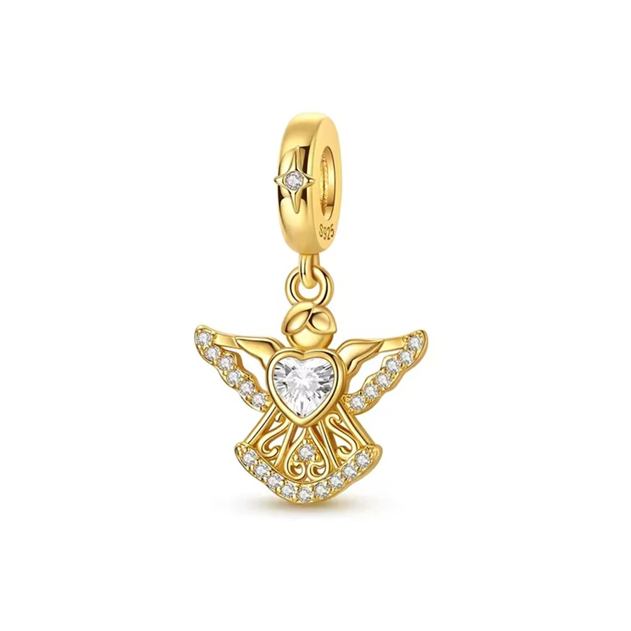 Sparkling Golden Charms DIY Jewelry Gift Pink Daisy Flower Pet Cat Rose Hearts Paw Print Beads Fit Original 925 Silver Bracelets