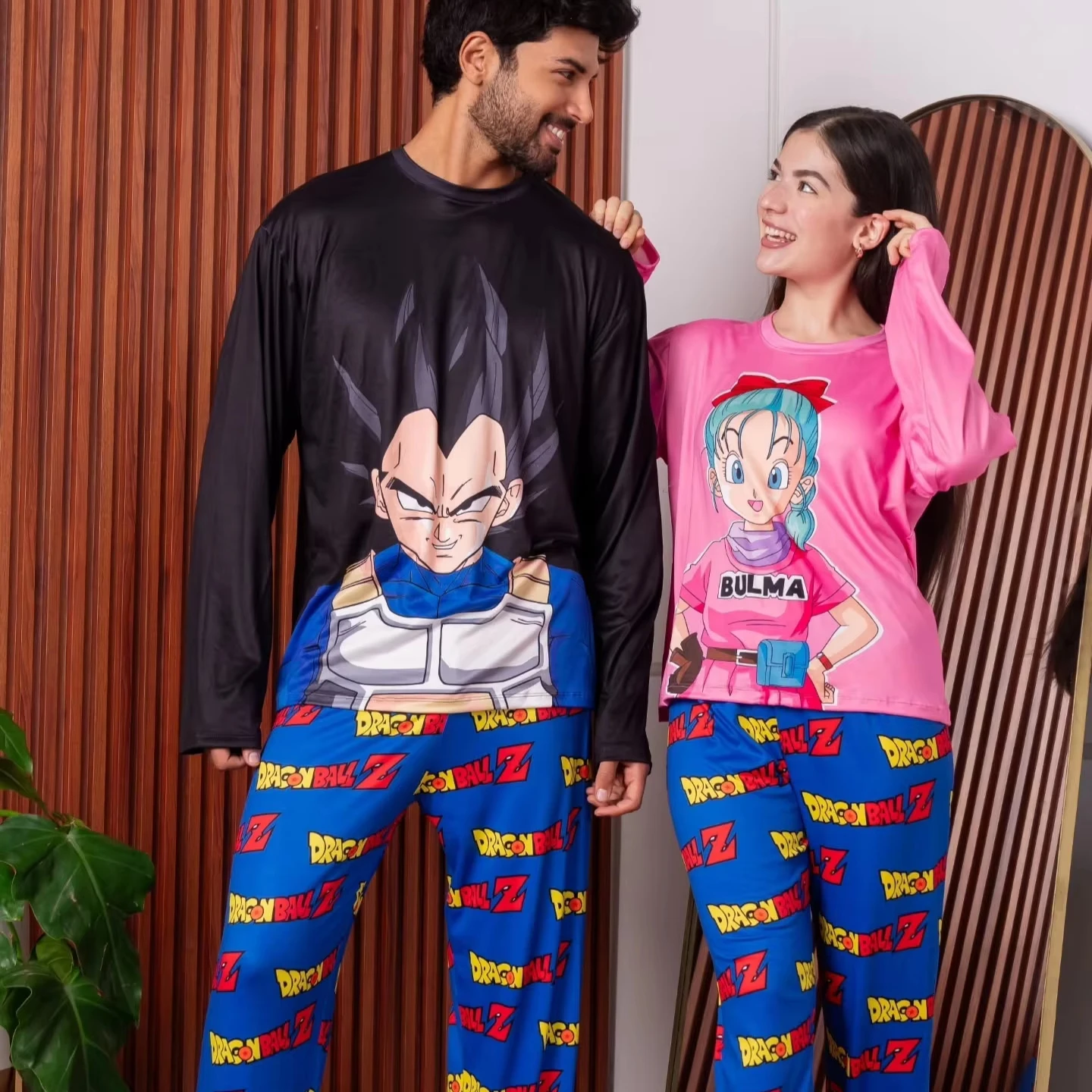 

Летний комплект пижам Dragon Ball Z 2026: Вегета и Бульма, унисекс, быстросохнущие, аниме-пижамы, мягкая дышащая домашняя одежда, подарки для детей