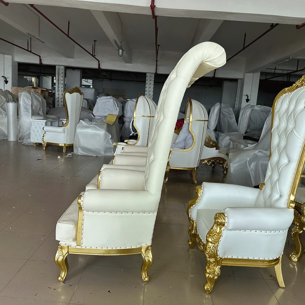 FSDKX Event Banquet Hotel Party Rental Gold Royal King Luxury Throne Chair with Armrests Wedding