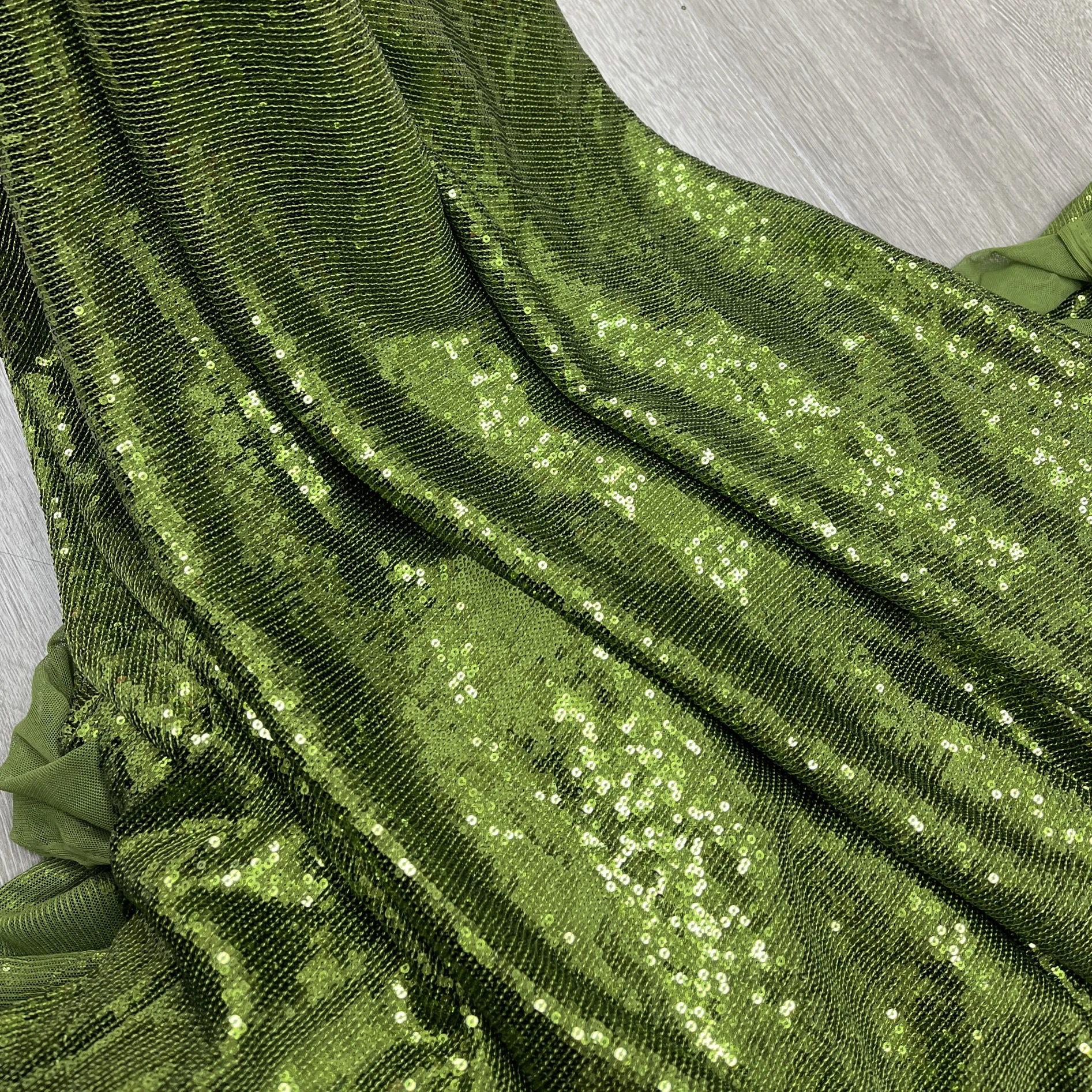 Green crypto sequin mesh fabric Stage dress Dress Dress luggage Handmade diy material children dress fishtail skirt fabric