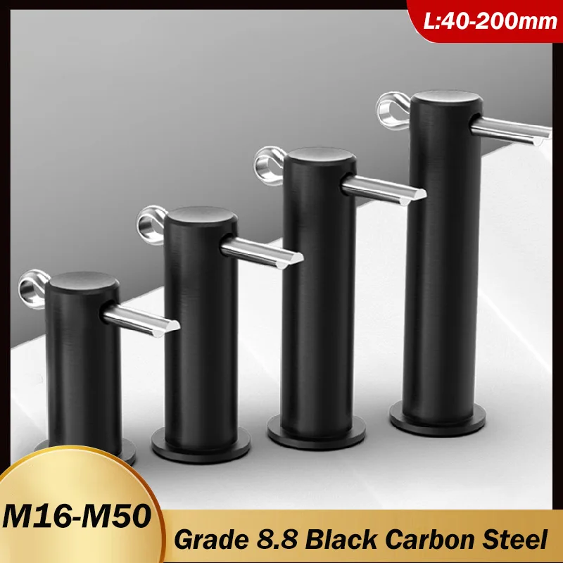 M16 M18 M20 M22 M25~M50 Grade 8.8 Black Carbon Steel Dowel Pins Flat Head with Hole Opening Pin Cylindrical Pin GB882 L:40-200mm
