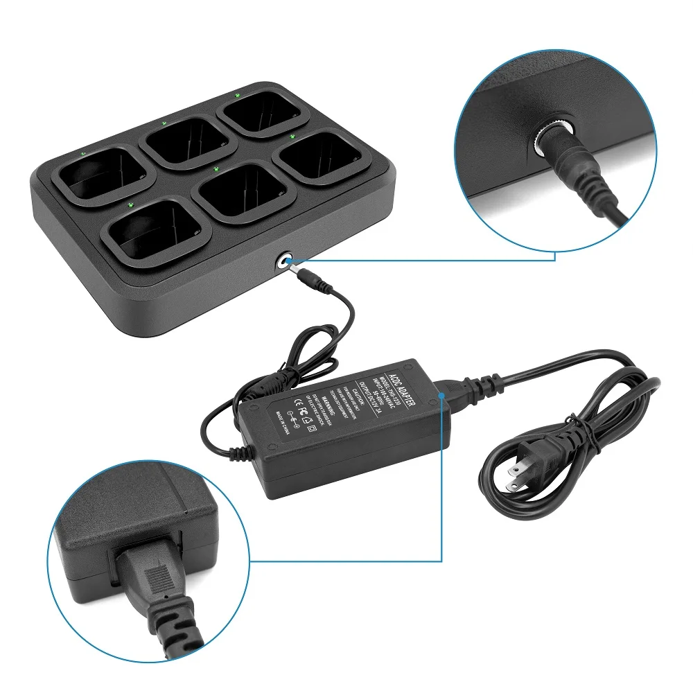 Adaptador de cargador multifuncional de 6 vías, carga rápida para Walkie Talkie TYT-3000S, Radio bidireccional