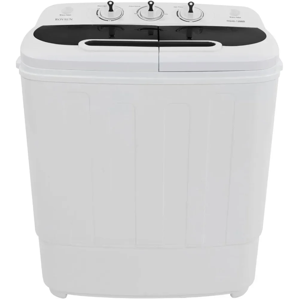 15LBS Portable Washing Machine, Electric Twin Tub Washer with Washer(9lbs) & Spiner(6lbs) & Pump Draining, for Home Camping Dorm